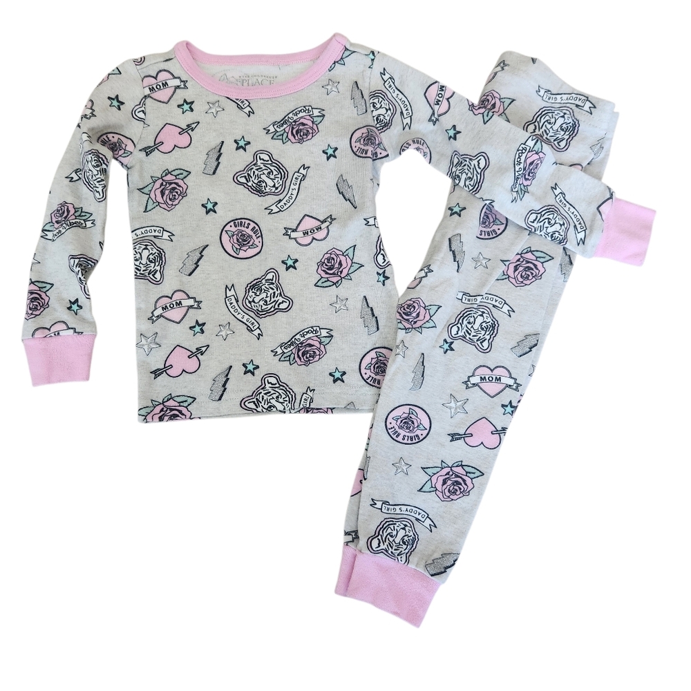 The Children's Place 2-piece Long Sleeve Pajama Set Size 12-18 Months Gray Pink
